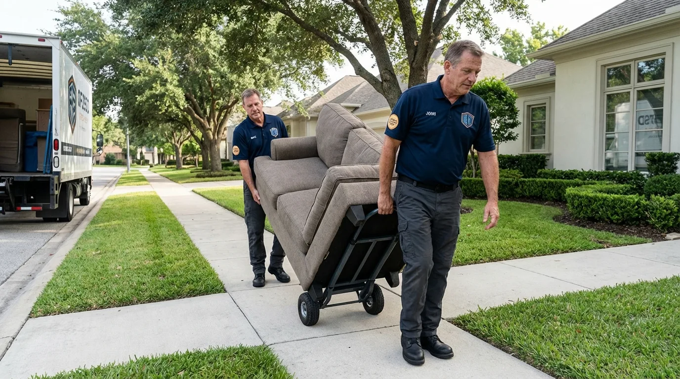Local residential moving crew loading furniture in Endicott, NY